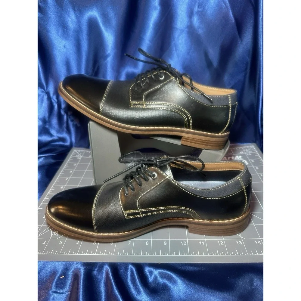CHAPS Men's Leather Toe Lace Up Oxford Dress Shoes 10 Black